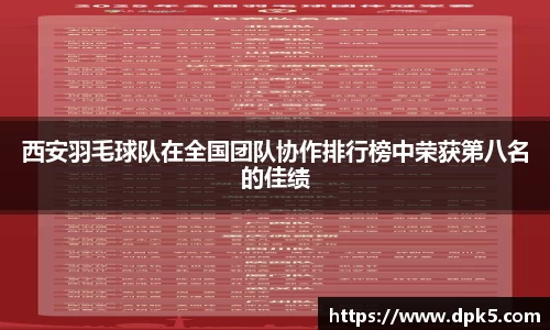 西安羽毛球队在全国团队协作排行榜中荣获第八名的佳绩